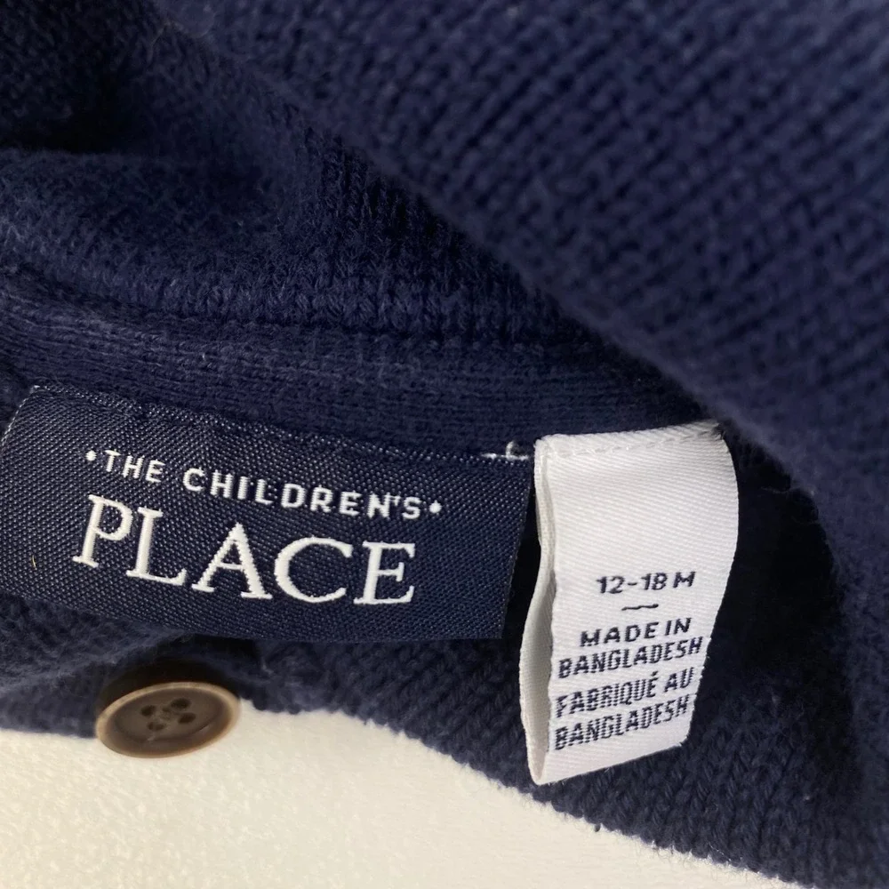 The‎ Children's Place Sweater Boys 12-18M Blue Shawl Collar Polar Bear Fair Isle